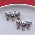wholesale 999 Pure Silver Bamboo Joint Coin Three-Way Straight Tube Pendant DIY Bracelet Beaded Necklace Spacer Bead Bamboo Brings Peace Accessory-0-2