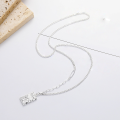 wholesale S925 Silver Cloud Tide Pavilion Fashion European and American Lucky Irregular Square Pendant Sparkling Versatile Necklace for Women-0-0