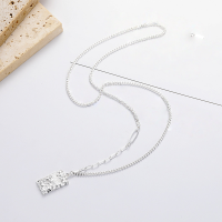 wholesale S925 Silver Cloud Tide Pavilion Fashion European and American Lucky Irregular Square Pendant Sparkling Versatile Necklace for Women-YL613M/approx. 9g 925 silver