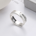 wholesale S925 Silver Yun Chao Xuan Fashion Minimalist English Letter Artistic Elegance Open Adjustable Ring Versatile Style Band-0-0