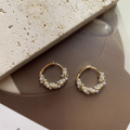 wholesale 925 Sterling Silver Twisted Wreath Beaded Hoop Earrings, Small Niche Design, Advanced Circle Women's Earrings M03195-0-1