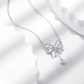 wholesale S925 Sterling Silver Original Runaway Princess Series Bow Necklace for Women, Elegant and Sweet Girl Collarbone Chain for Qixi Festival-0-1