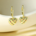 wholesale 925 Silver European and American Fashion Colorful Zircon Heart Earrings for Women, Versatile High-end Jewelry Wholesale-0-1