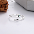 wholesale S925 Sterling Silver Fashion Minimalist Serpent Inlaid with Green Zircon Stone Cold Style Niche Design Openable Ring for Women-0-3