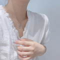 wholesale Pure Silver Korean-style Fashion Small Abacus Necklace for Women, Versatile Niche Design High-end Minimalist Plain Silver Collarbone Chain Wholesale-0-3