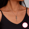 wholesale Metal Material: 925 Sterling Silver Cross Sword Retro Punk Necklace, Unisex Trendy Ins Style-0-3