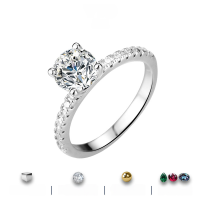 wholesale S925 Sterling Silver Cross-Border Exclusive Minimalist Four-Prong 1-Carat Moissanite High-End Fashion Birthday Gift Wedding Ring-Gold 1 carat US size 5