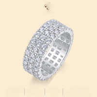 wholesale 925 Sterling Silver Metal, European and American Light Luxury Ins Style Women's Ring, Does Not Fade, High-End Cross-Border New Moissanite Ring Wholesale-Moissanite 2.0mm US No. 5