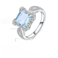 wholesale S925 Silver Luxury Fashion Natural Topaz Ring, Personalized High-End Square Natural Gemstone Ring-0-5
