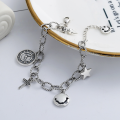 wholesale S925 Sterling Silver Korean Dongdaemun Fashion Retro Light Luxury Smiley Star Cross Element Bracelet-0-1