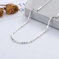 wholesale S925 Sterling Silver Cross-Border European and American Minimalist Style Small Square Pieced Chopard Fox Tail Chain Necklace for Men and Women-YFL375Y bright silver/approx. 8.1g 925 silver