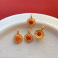wholesale Gold-plated 925 ancient silver fittings inlaid with natural jadeite, southern red agate, turquoise, and jasper pendant beads for DIY Buddhist prayer beads accessories-0-6