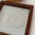 wholesale S925 Sterling Silver Chí Héng Small Sugar Cube Double Layer Bracelet for Women, Korean Stall Merchandise, Simple and Luxurious, Versatile Hand Jewelry-0-3