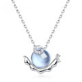 wholesale S925 Sterling Silver New Fashionable Cute Starry Sky Snail Niche Aquamarine Necklace for Women Wholesale from Manufacturers-0-0