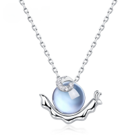 wholesale S925 Sterling Silver New Fashionable Cute Starry Sky Snail Niche Aquamarine Necklace for Women Wholesale from Manufacturers-Aquamarine (Pendant without chain)  925 Silver