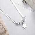 wholesale S925 sterling silver snake bone double-layer chain spliced star necklace, personalized trend layered style collarbone chain-0-2