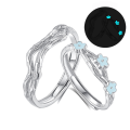 wholesale S925 Sterling Silver Couple Rings for Women, Small and Unique Fluorescent Design, Minimalist Band, Light Luxury High-End Cross-Border Open-Ended Matching Rings-0-4