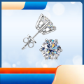 wholesale Metal material first: Classic six-prong moissanite stud earrings for women, OEM custom sampling, ODM processing with provided samples, drawings, or models-0-0
