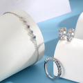 wholesale 925 Sterling Silver Earrings Light Luxury Ins Style Colorful Heart Zircon Bracelet Ring Cute Niche Jewelry Set-0-3