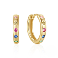 wholesale S925 Sterling Silver Classic Daily Wear Zircon-encrusted Hoop Ear Cuff Earrings,-Gold-Colored Diamonds 925 Silver