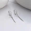 wholesale S925 Sterling Silver Geometric Hollow-Out Exaggerated Teardrop Chain Ear Clasp Creative Design Light Luxury Earrings-0-1