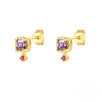 wholesale S925 Sterling Silver Geometric Floral Stud Earrings With Crystal Accents, Trendy And Versatile-Gold-Style 2