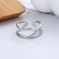 wholesale S925 Sterling Silver Cloud Tide Pavilion Trendy Cross-Border Minimalist Line Index Finger Ring Geometric Open Adjustable Ring for Women-0-2
