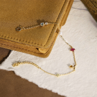 wholesale Sterling Silver New Versatile and Fresh Four-Leaf Clover Red Coralie Multi-Color Gem Pearl Bracelet for Women, Sweet and Cute-Four-leaf Clover Bracelet 925 Silver