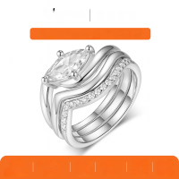 wholesale S925 Silver Set of Three Marquise Moissanite Rings, eBay Best-Seller, Wholesale Gift Bundle-Platinum 1 carat (with certificate)  8 US