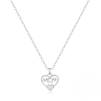 wholesale S925 Sterling Silver Heart-shaped English Letter Pendant Necklace With Zircon, Amazon Best-seller-Platinum 925 silver