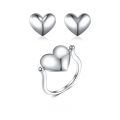 wholesale 925 Sterling Silver Double-Sided Letter Reversible Heart Ring and Stud Earrings for Women by Jingxu-0-0