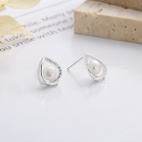 wholesale S925 sterling silver irregular teardrop-shaped spliced pearl earrings, French luxury style, gentle and elegant earrings for women-259FR/approximately 1.9g/pair>925 silver