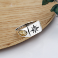 wholesale S925 Sterling Silver Retro Fashion Stylish Wide Cross Octagram Sun Ray Open Ring-0-1