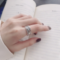 wholesale S925 Sterling Silver Korean-style Creative Emoji Love Wide Band Index Finger Ring Adjustable Open Ring for Ins Style-0-3