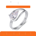 wholesale S925 Silver Teardrop Moissanite Ring, Simple and Fashionable, Amazon Best-Selling Band-0-0