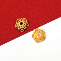wholesale Antique gold floral crown setting, engraved antique silver S925 sterling silver gold-plated spacer, DIY bracelet bead setting accessory-0-5