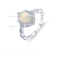 wholesale Sterling Silver Designer Luxury Jewelry Natural Opal Gemstone Ring, European and American Fashion-0-4