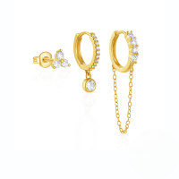 wholesale S925 Sterling Silver Classic Hoop Earrings Set, High-end Elegant European And American Trendy Ins Versatile Ear Studs Earrings-3-piece set - gold 925 silver