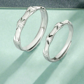 wholesale S925 Sterling Silver Adjustable Bamboo Knot Matte Textured Couple's Ring Set, an Ideal Gift-0-0