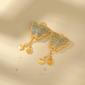 wholesale Gold-plated 925 ancient silver fittings inlaid with Hetian jade rabbit and butterfly drop handmade DIY jewelry accessories-0-5