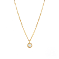 wholesale S925 Sterling Silver Women's Opal Necklace, Minimalist Chic Collarbone Chain-Gold 925 silver