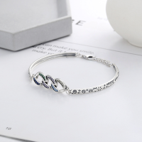 wholesale S925 Sterling Silver Korean-style Creative Bracelet with Chain Links and Inlaid Colored Zircon-YS202M/approx. 8.2g 925 silver