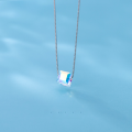 wholesale S925 Sterling Silver Narran Aurora Sugar Cube Necklace with Swarovski Crystal Magic Cube Iridescent Collarbone Chain Necklace D7649-0-2