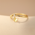 wholesale S925 Sterling Silver Zircon Classic Butterfly Minimalist Open Adjustable Ring Korean Niche Design Index Finger Ring-0-3