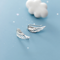wholesale S925 Sterling Silver Earrings Women Korean Style Fresh and Sweet Angel Asymmetric Wing Ear Studs with Diamond Inlay G4706-0-1