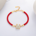 wholesale S925 Sterling Silver Chaozheng Zodiac Birth Year Hetian Jade Auspicious Cute Dragon Red String Bracelet New Chinese Style National Trend-0-1
