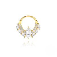 wholesale S925 Sterling Silver Geometric Opal Inlaid With Zircon And Natural Moss Agate Ear Cuff And Nose Ring-Single gold #4