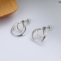 wholesale S925 Sterling Silver Korean Dongdaemun Style Geometric Circle Irregular Personality Earrings for Women-0-0