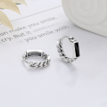 wholesale S925 Sterling Silver Black Resin Drip Pattern Twist Ear Clips, Unisex, Boyfriend Style, Versatile Earrings-0-1