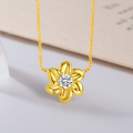 wholesale 925 Silver Plated Moissanite Petal Women's Fashion Pendant, Live Streaming E-commerce Hot Selling Product Europe and America Cross-Border Necklace-0-6
